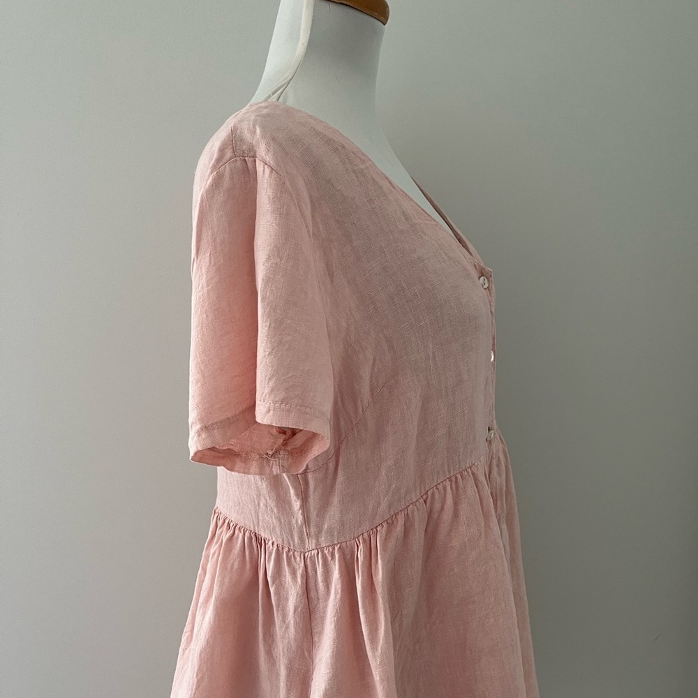 Jillian Harris x Priv Hamptons 100% Linen Blush Babydoll Dress L - Picture 6 of 10